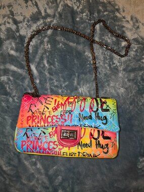 Rainbow Princess Handbag, which features colorful graffiti-style text